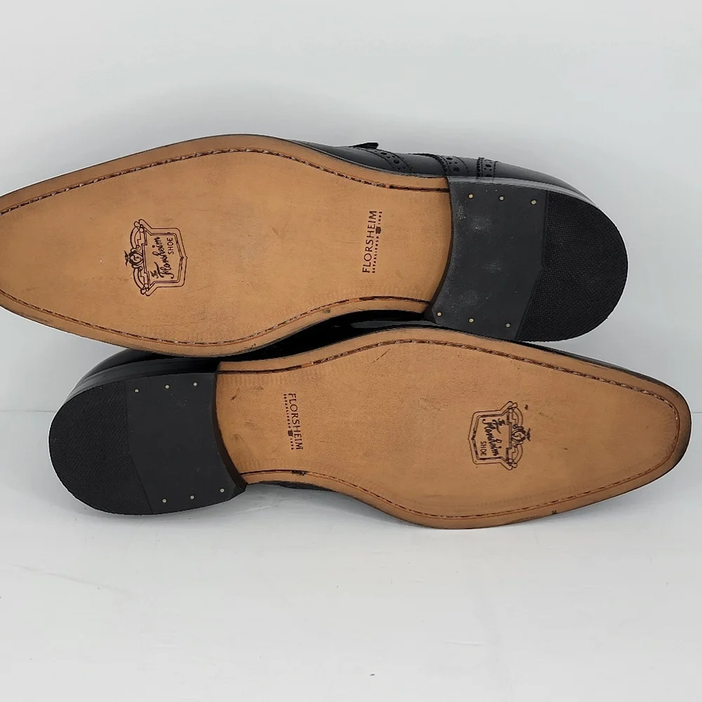 Florsheim NWOT Classic Black‎ Men's Brogue Shoes SIZE 13D. #1633